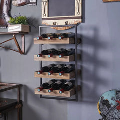 Aaron 12 Bottle Wall Mounted Wine Bottle Rack in Beige