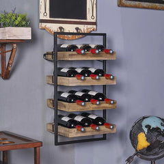 Aaron 12 Bottle Wall Mounted Wine Bottle Rack in Beige