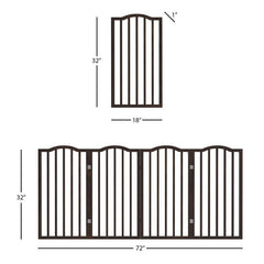 4-Panel Wooden Pet Gate Free-Standing Barrier Can Be Used to Block off Access to Certain Areas Stairs, Hallways