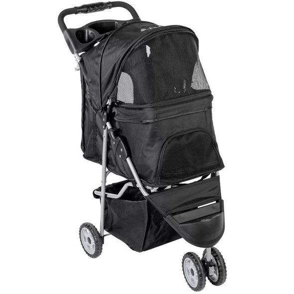 Folding Standard Stroller this durable 3-wheeled stroller provides a safe and smooth ride. Features include three zipper access points