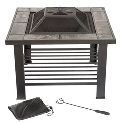 Izquierdo Steel Wood Burning Fire Pit Table