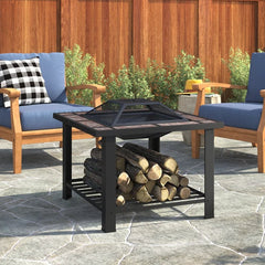 Izquierdo Steel Wood Burning Fire Pit Table