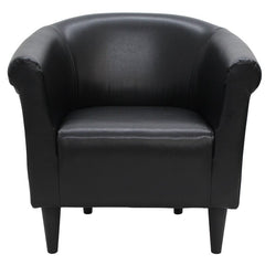 Barrel Chair Curved Back, Rolled Arms, and Plastic Tound Tapered Legs Foam Cushioning Provides Comfort and Support