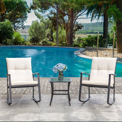 Outdoor  Rocking Wicker Rattan Chair with Cushions Adds More Elegance To Your Outdoor Patio, Deck, Backyard Porch, or Pool