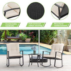 Outdoor  Rocking Wicker Rattan Chair with Cushions Adds More Elegance To Your Outdoor Patio, Deck, Backyard Porch, or Pool