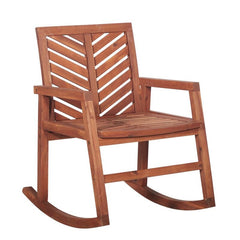 Brown Outdoor Weather-Resistant Patio Rocking Chair is Sturdy and Durable, Chevron Pattern  Back and Seat