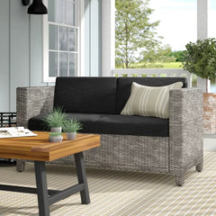 Outdoor Wicker Loveseat with Cushions Woven Polyethylene Wicker, and it Water-Resistant