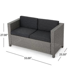 Outdoor Wicker Loveseat with Cushions Woven Polyethylene Wicker, and it Water-Resistant