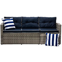 Outdoor Patio Sofa with Cushions Outdoor Sofa with Beautiful Navy Cushions and Contrasting White Pipe Stitching Helps you Enjoy the Outdoors