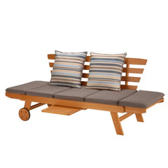 Emmet Outdoor Patio Daybed with Cushions Five-Section Seat and Side Cushion Padding Perfect for use on Porch, Patio, Yard or Poolside