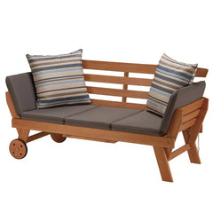 Emmet Outdoor Patio Daybed with Cushions Five-Section Seat and Side Cushion Padding Perfect for use on Porch, Patio, Yard or Poolside