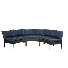 Outdoor Curved Patio Sectional with Cushions Seat and Back Cushions Have Zippers for Removal and Wash. 6 People, Perfect Setting