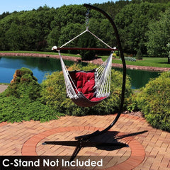 Gray, Red Porch Swing Perfect for Outdoor, Indoor Hanging Hammock Chair