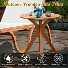 27" Outdoor Round Solid Wood Coffee Side Bistro Table X-shape of leg Perfect for Backyard, Patio, Garden, Poolside and Living Room