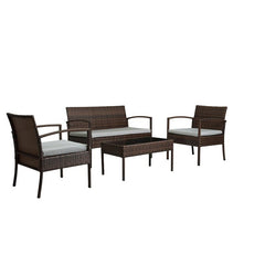 Roxana Wicker/Rattan 4 - Person Seating Group with Cushions