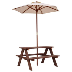 Outdoor 4-Seat Kid's Picnic Table Bench with Umbrella