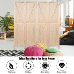 4 Panels Folding Wooden Room Divider