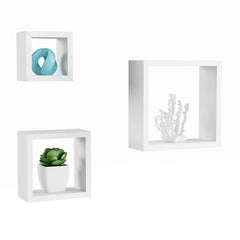 White Akasha 3 Piece Wall Shelf Set Perfect to Stylishly Display Your Favorite Books, Decorative Accents, Photos, Trophies, Keepsakes