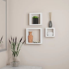 White Akasha 3 Piece Wall Shelf Set Perfect to Stylishly Display Your Favorite Books, Decorative Accents, Photos, Trophies, Keepsakes