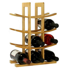 Solid Wood Tabletop Wine Bottle Rack in Natural up to 12 0.75 L Bottles, Always Prepared for Casual Dinners