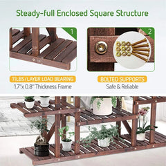 Free Form Multi-Tiered Solid Wood Plant Stand