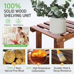 Free Form Multi-Tiered Solid Wood Plant Stand