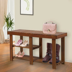 Shoe storage entryway bench Salamone 3-Tier Wood Storage Bench