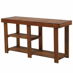 Shoe storage entryway bench Salamone 3-Tier Wood Storage Bench