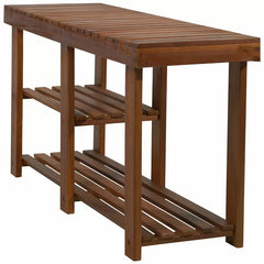 Shoe storage entryway bench Salamone 3-Tier Wood Storage Bench