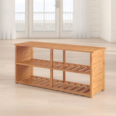 10-Pair Bamboo Shoe Storage Bench