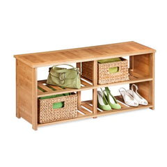 10-Pair Bamboo Shoe Storage Bench