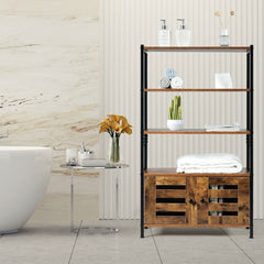 Wooden Storage Shelfing with Industrial Storage Shelf w/2 Shutter Doors