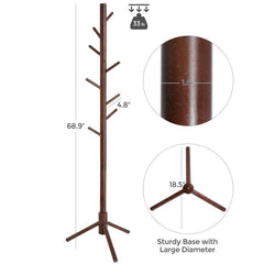 Dark Walnut 8 - Hook Freestanding Coat Rack Giving Your Home a Clean, Fresh Look The Moment you Walk Through The Door