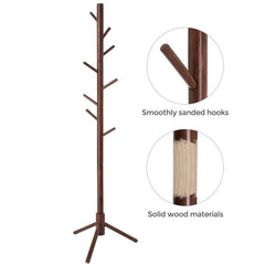 Dark Walnut 8 - Hook Freestanding Coat Rack Giving Your Home a Clean, Fresh Look The Moment you Walk Through The Door