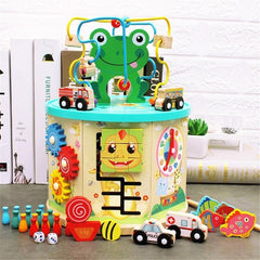 10-In-1 Activity Cube Toys Wooden Baby Activity Blocks Bead Maze Educational Toys For Kids Multi Play Activity Center Toys Boys Girls