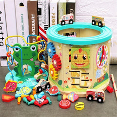 10-In-1 Activity Cube Toys Wooden Baby Activity Blocks Bead Maze Educational Toys For Kids Multi Play Activity Center Toys Boys Girls