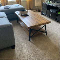 Laguna Coffee Table with Storage Four Flared Legs with X-Shaped Supports to Create a Farmhouse Open Bottom shelf