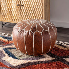 20'' Wide Faux Leather Round Pouf Ottoman Perfect for your Home