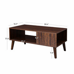 Walnut 4 Legs Coffee Table with Storage Fit any Room