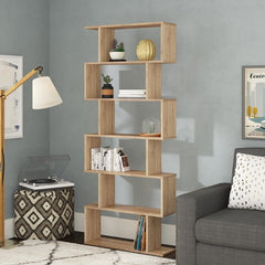 Geometric Bookcase 6 shelves modern Geometric Bookcase Storage Space in your Hallway, Living Room, Office, Bedroom S-Shaped Multiple Space