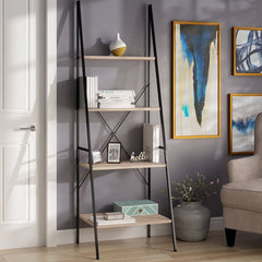 Ladder Bookcase Perfect For Your Living Room, Office, Display Vignette Four Tiers Make this Piece a Cornerstone