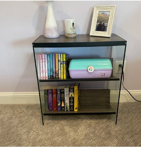 Weathered Gray Glass Standard Bookcase Bookcase Gives you Some Additional Space Perfect for Displaying Two Angled Shelves