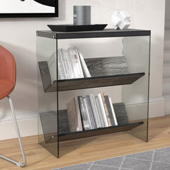 Weathered Gray Glass Standard Bookcase Bookcase Gives you Some Additional Space Perfect for Displaying Two Angled Shelves