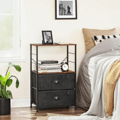 Nightstand Tabletop Open Shelf Fabric Drawers Perfect Organize Clothing in Drawers Non-Woven Fabric Oxford, Cup Pulls