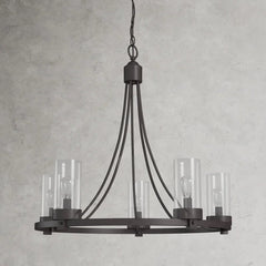 Devoe 5 - Light Shaded Wagon Wheel Chandelier