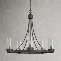 Devoe 5 - Light Shaded Wagon Wheel Chandelier