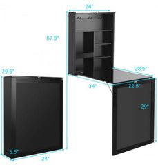 Convertible Wall Mounted Table with A Chalkboard Wall Mounted and Foldable Design Space-Saving Multifunctional Use and Large Storage Space