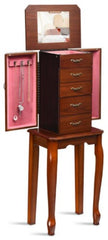 Jewelry Cabinet Armoire Storage Chest Stand Organizer  5 Center Drawers Save You a Large Space For Your Favorite Accessories