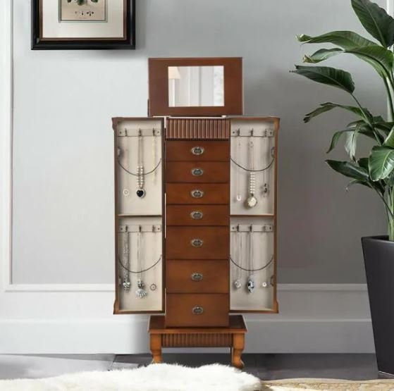 Jewelry Cabinet Armoire Jewelry Box Storage Chest Stand Organizer Wood Perfect for Jewelry Organized