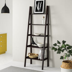 Espresso 72'' H x 24.75'' W Solid Wood Ladder Bookcase  Keep Your Favorite Potted Plants Front and Center Solid Pine Wood